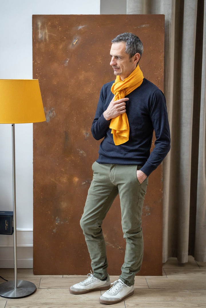 Chèche en coton ocre