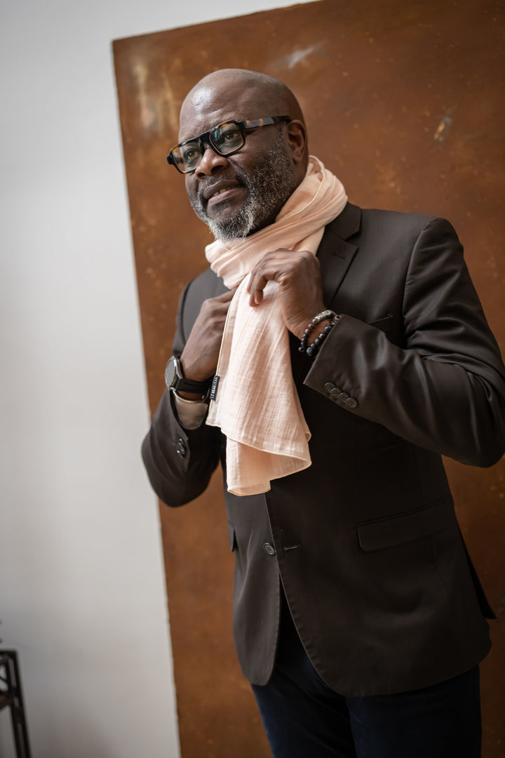 Chèche en coton rose poudré