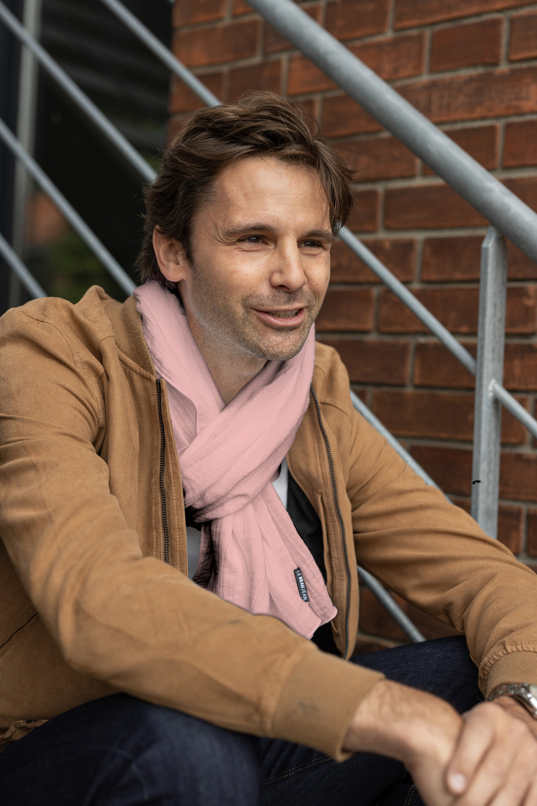 Chèche en coton rose poudré