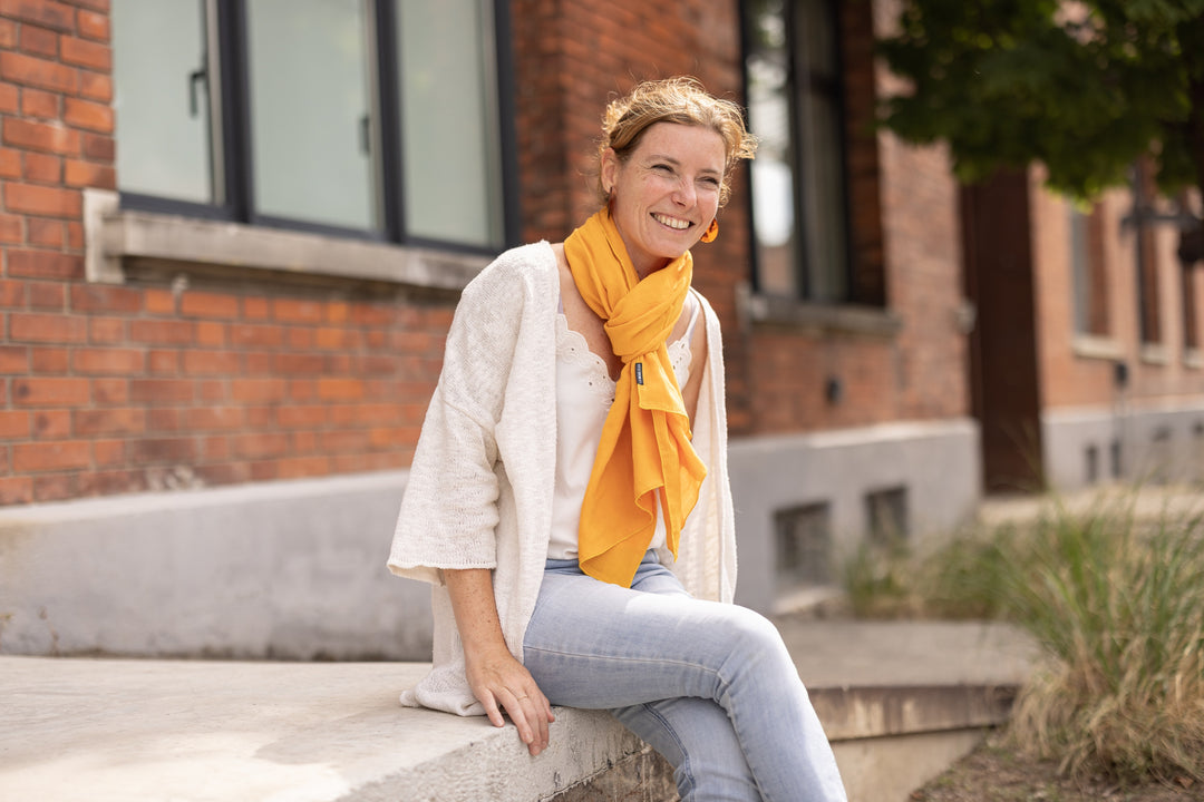 Chèche en coton ocre