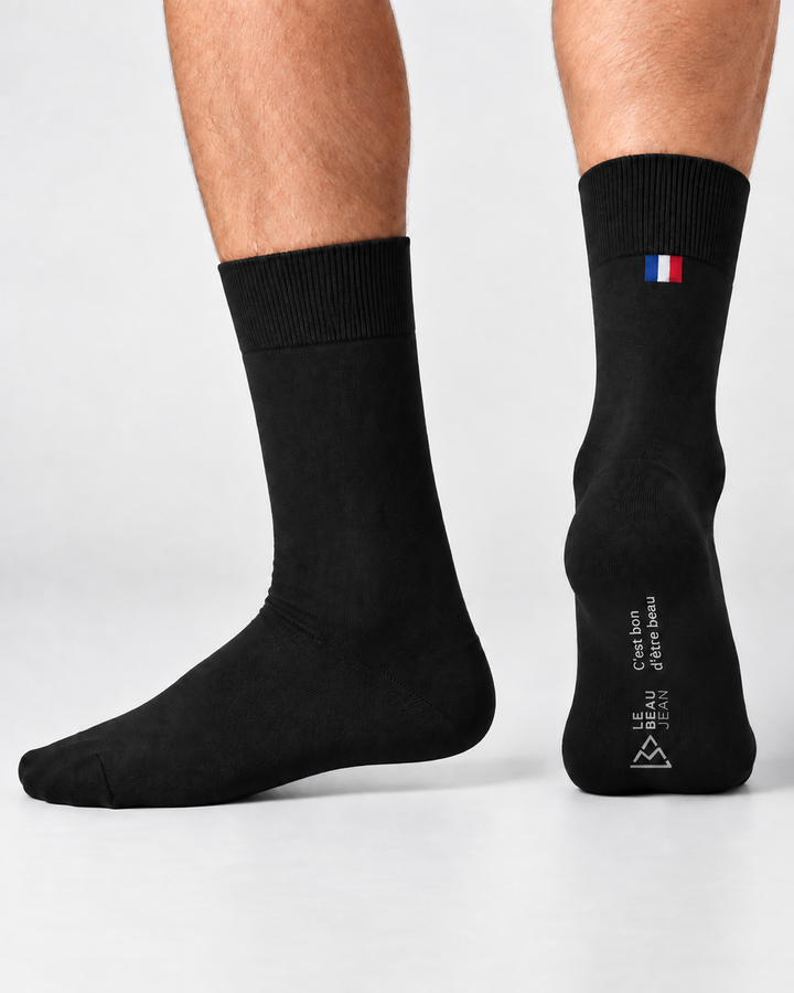 Pack de 3 paires de chaussettes (noires, rayées noir & blanc, motif logo LBJ)