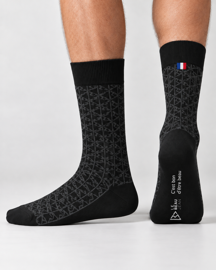 Pack de 3 paires de chaussettes (noires, rayées noir & blanc, motif logo LBJ)