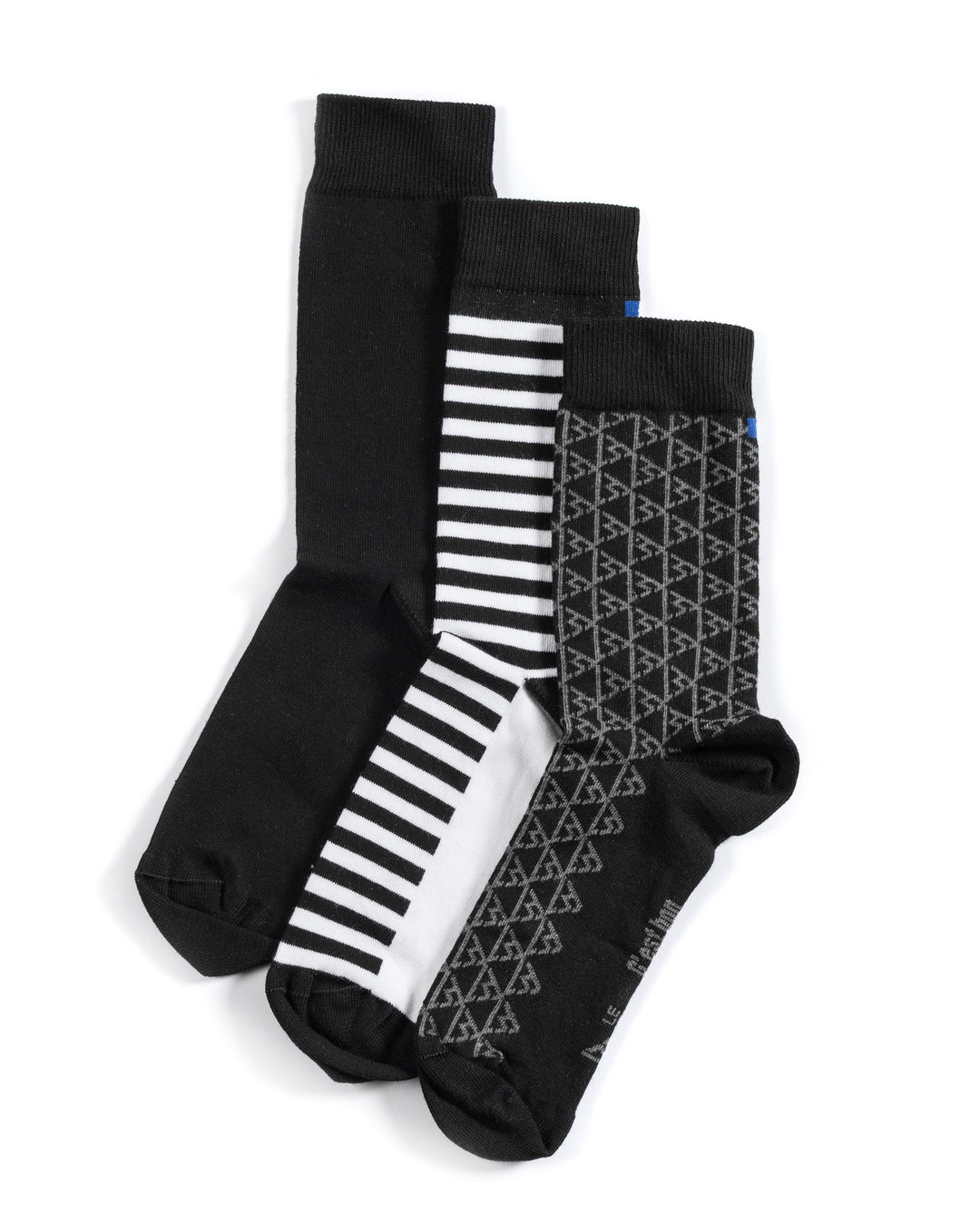 Pack de 3 paires de chaussettes (noires, rayées noir & blanc, motif logo LBJ)