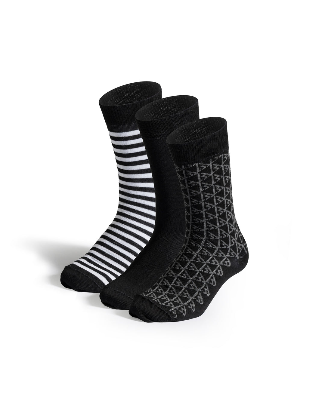 Pack de 3 paires de chaussettes (noires, rayées noir & blanc, motif logo LBJ)