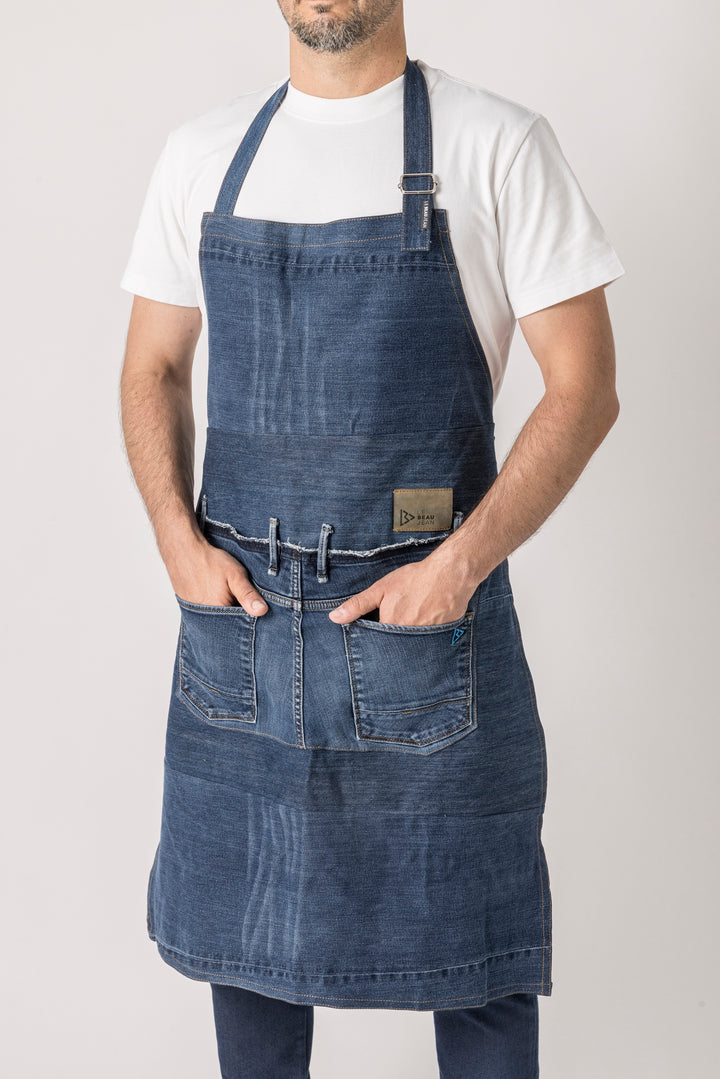 Tablier de barbecue en jeans surcyclés