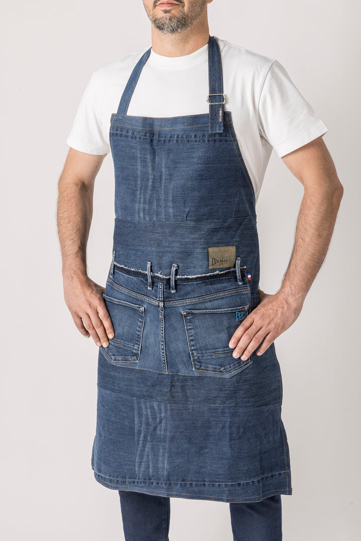 Tablier de barbecue en jeans surcyclés