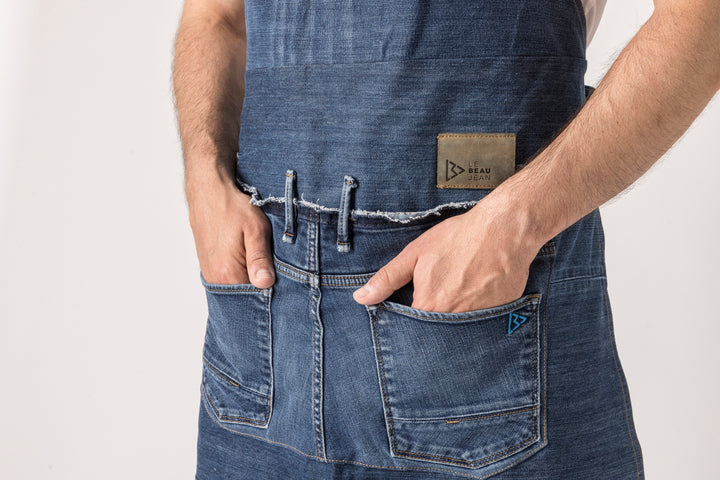 Tablier de barbecue en jeans surcyclés