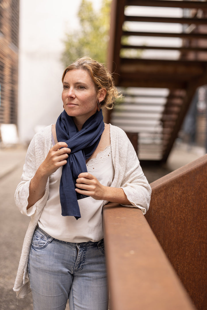 Le Beau Jean - Chèche en coton bleu marine