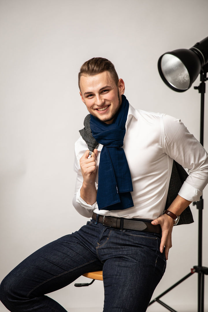 Le Beau Jean - Chèche en coton bleu marine